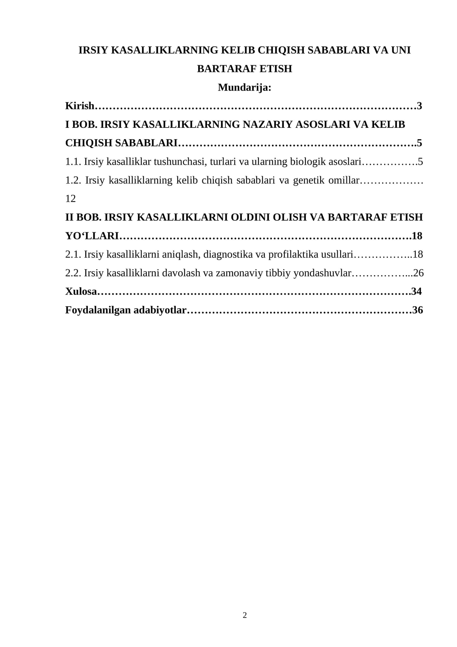 IRSIY KASALLIKLARNING KELIB CHIQISH SABABLARI VA UNI BARTARAF ETISH 1