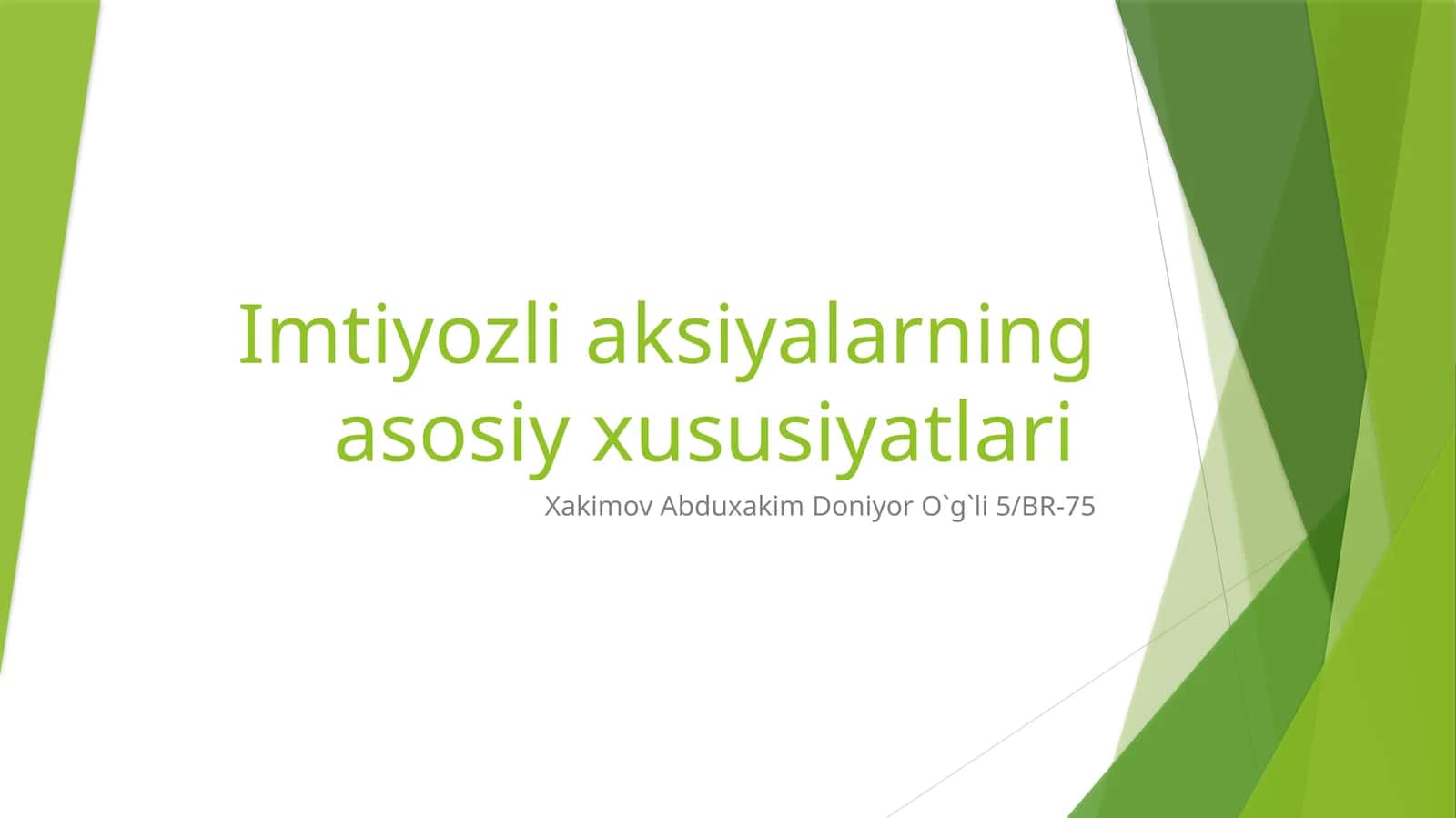 Imtiyozli aksiyalarning asosiy xususiyatlari 1