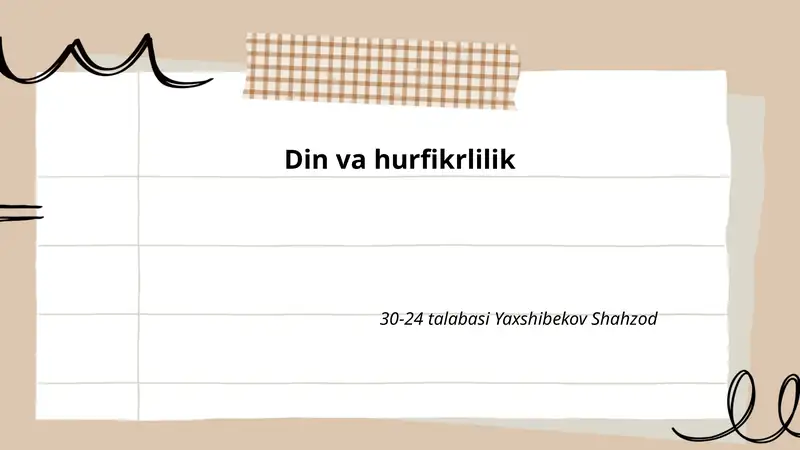 Din va hurfikrlilik 1