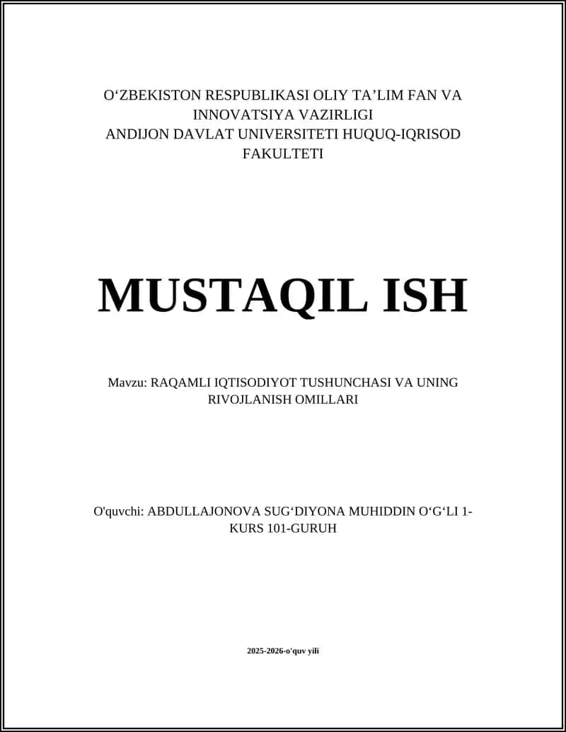 RAQAMLI IQTISODIYOT TUSHUNCHASI VA UNING RIVOJLANISH OMILLARI 1