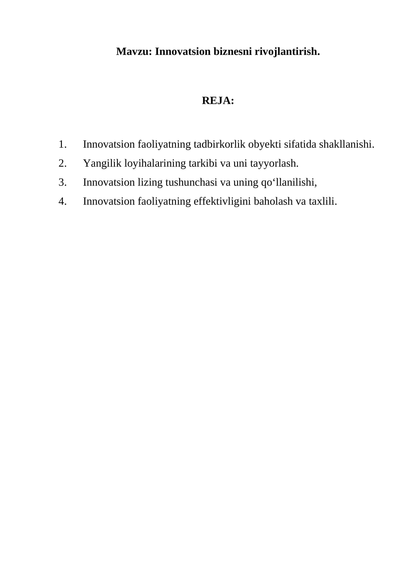Innovatsion biznesni rivojlantirish 1