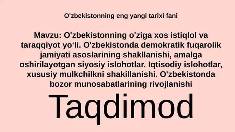 O'zbekistonning eng yangi tarixiy fanlari 1