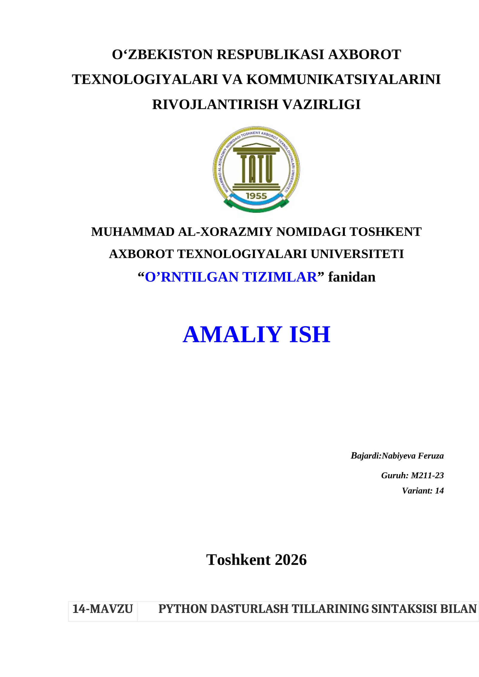 PYTHON DASTURLASH TILLARINING SINTAKSISI BILAN TANISHISH 1