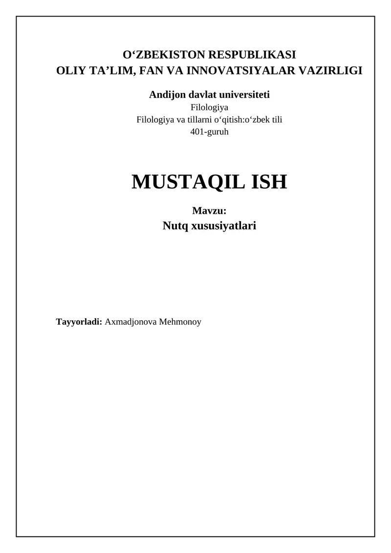 Nutq xususiyatlari 1