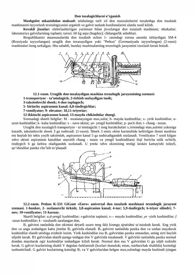 Don tozalagichlarni o’rganish