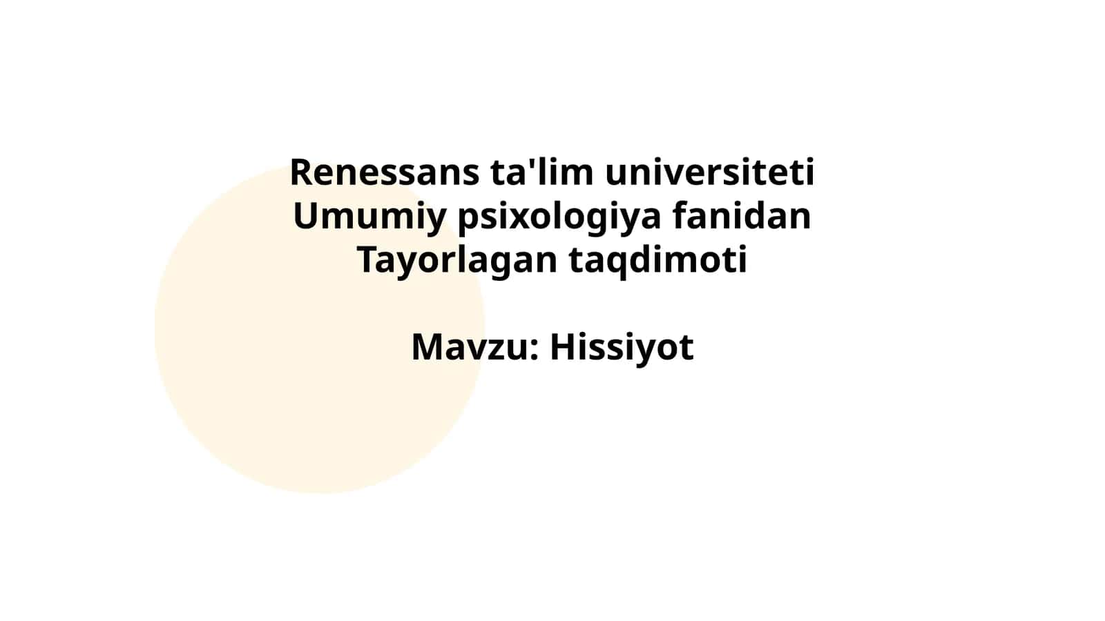 Hissiyot 1