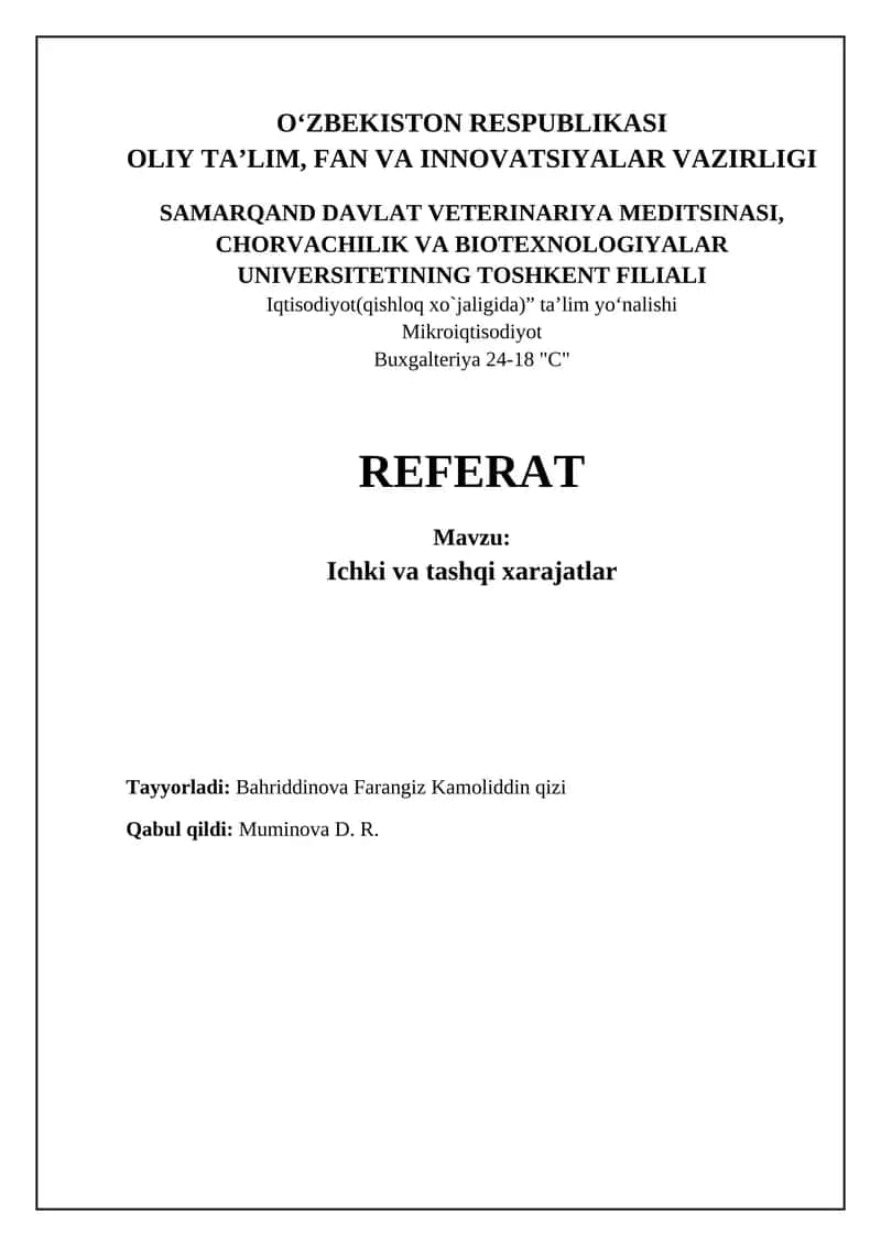 Ichki va tashqi xarajatlar: asosiy tushunchalar va misollar 1