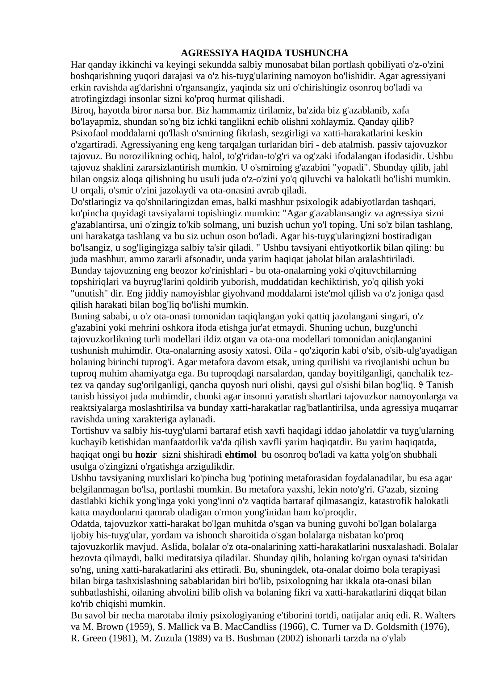 AGRESSIYA HAQIDA TUSHUNCHA 1