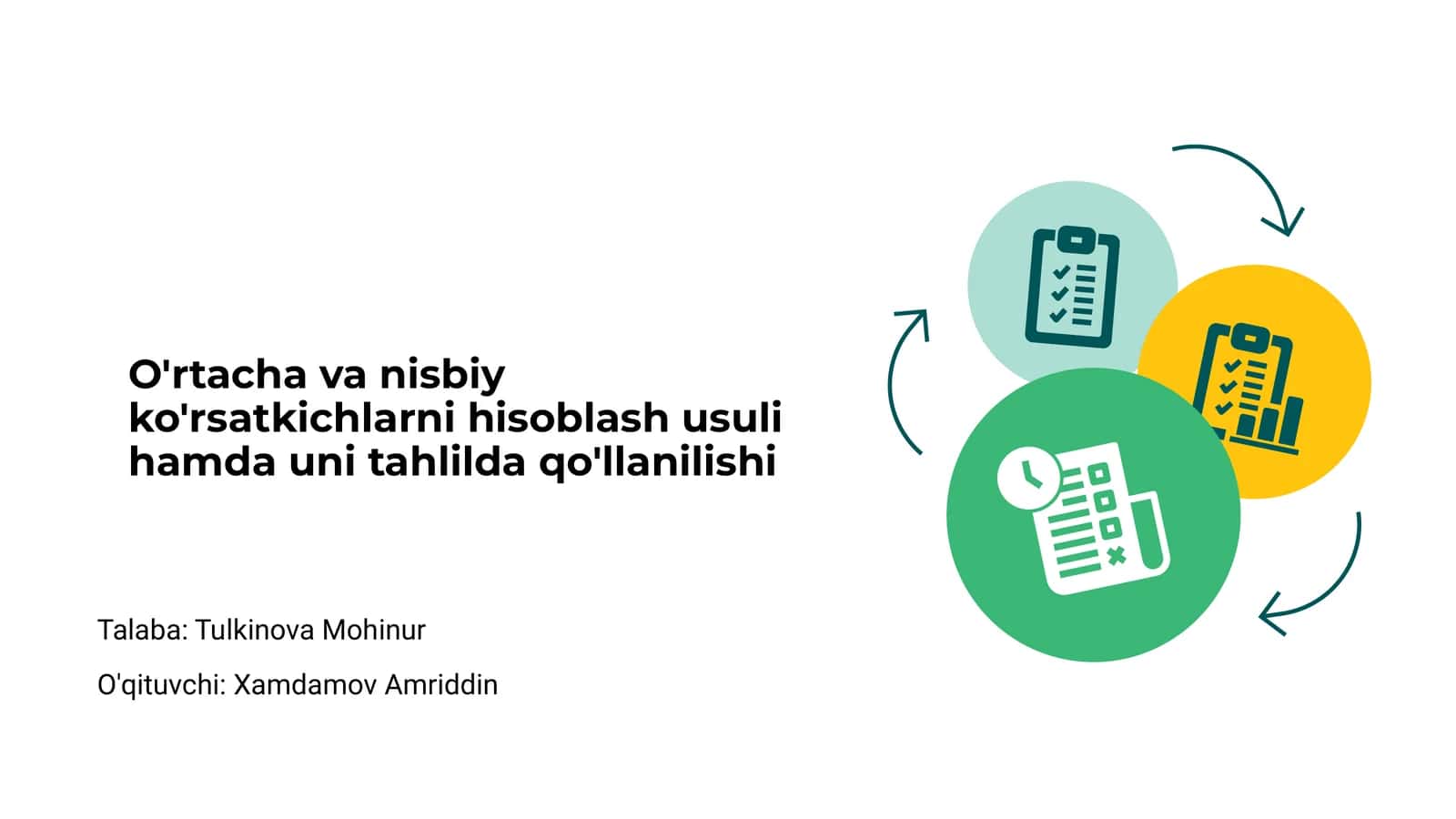 O'rtacha va nisbiy ko'rsatkichlarni hisoblash usuli hamda uni tahlilda qo'llanilishi 1