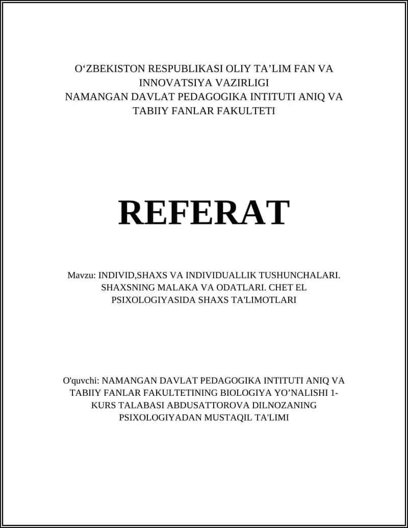 INDIVID, SHAXS VA INDIVIDUALLIK TUSHUNCHALARI 1