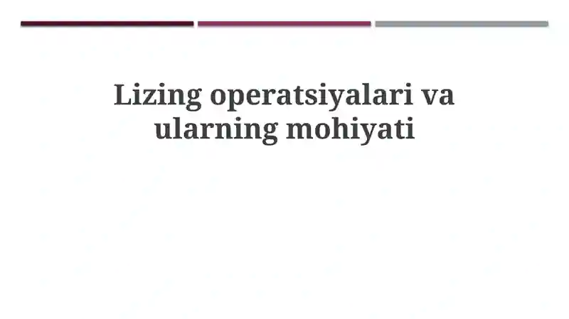 Lizing operatsiyalari