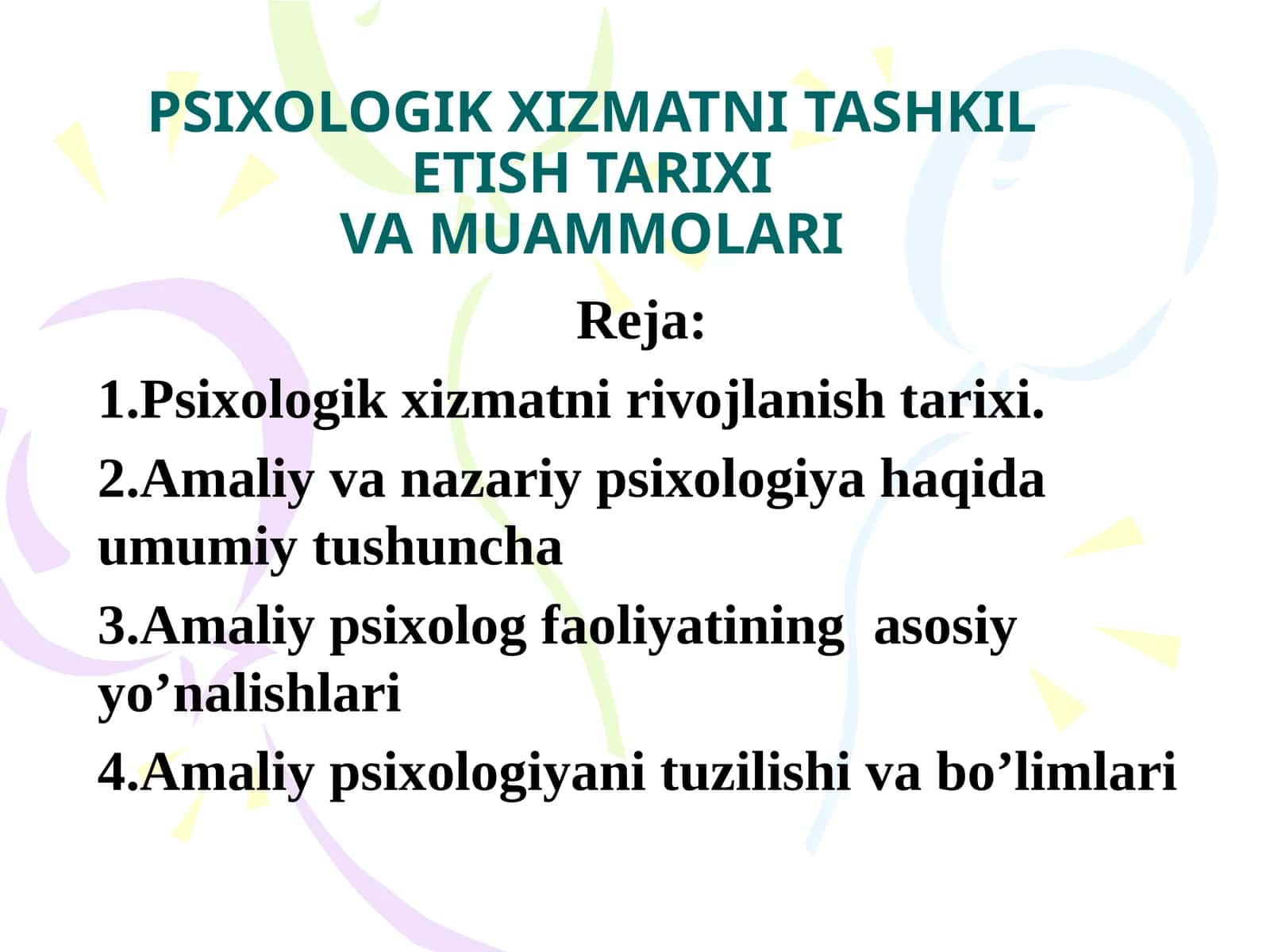 PSIXOLOGIK XIZMATNI TASHKIL ETISH TARIXI VA MUAMMOLARI 1