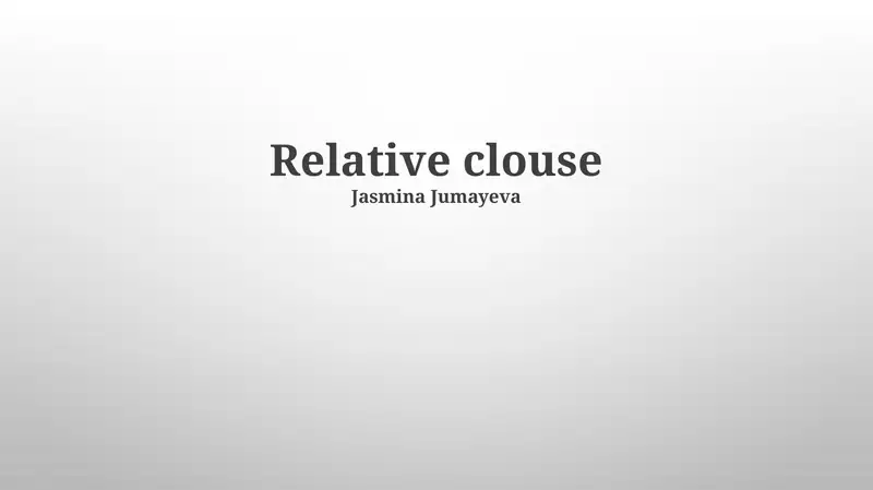 Relative Clauses 1