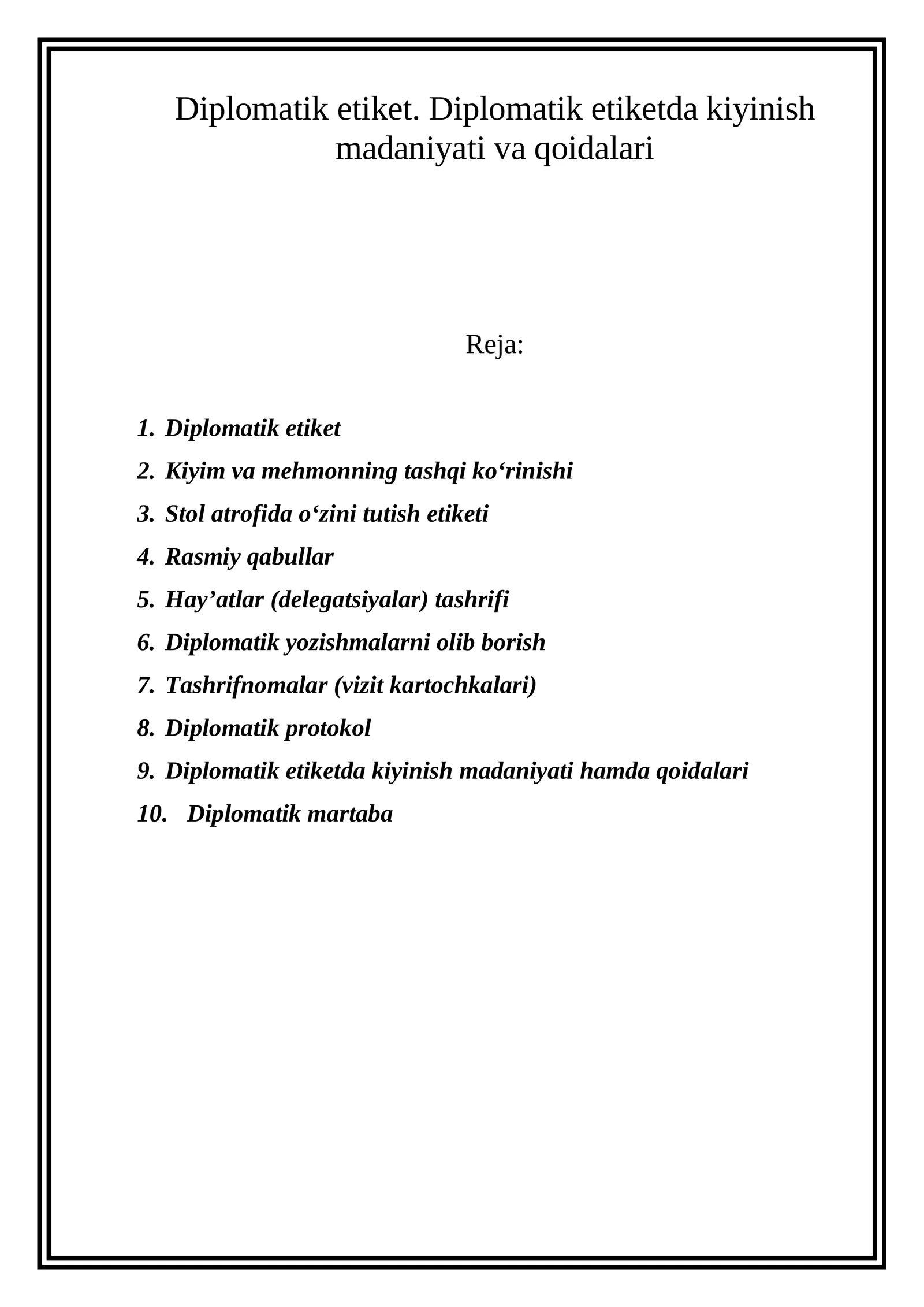 Diplomatik etiket 1