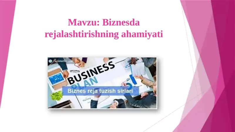 Biznesdarejalashtirishning ahamiyati 1