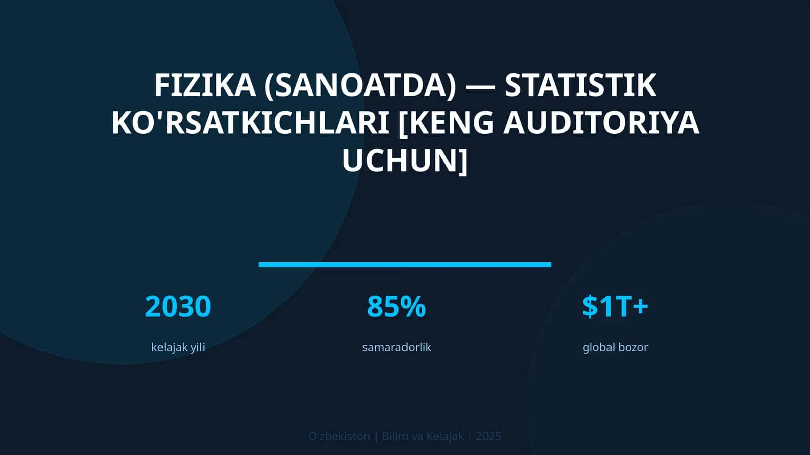 Fizika (SANOATDA) — STATISTIK KO'RSATKICHLARI [KENG AUDITORIYA UCHUN] 1