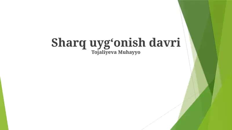 Sharq uygʻonish davri 1