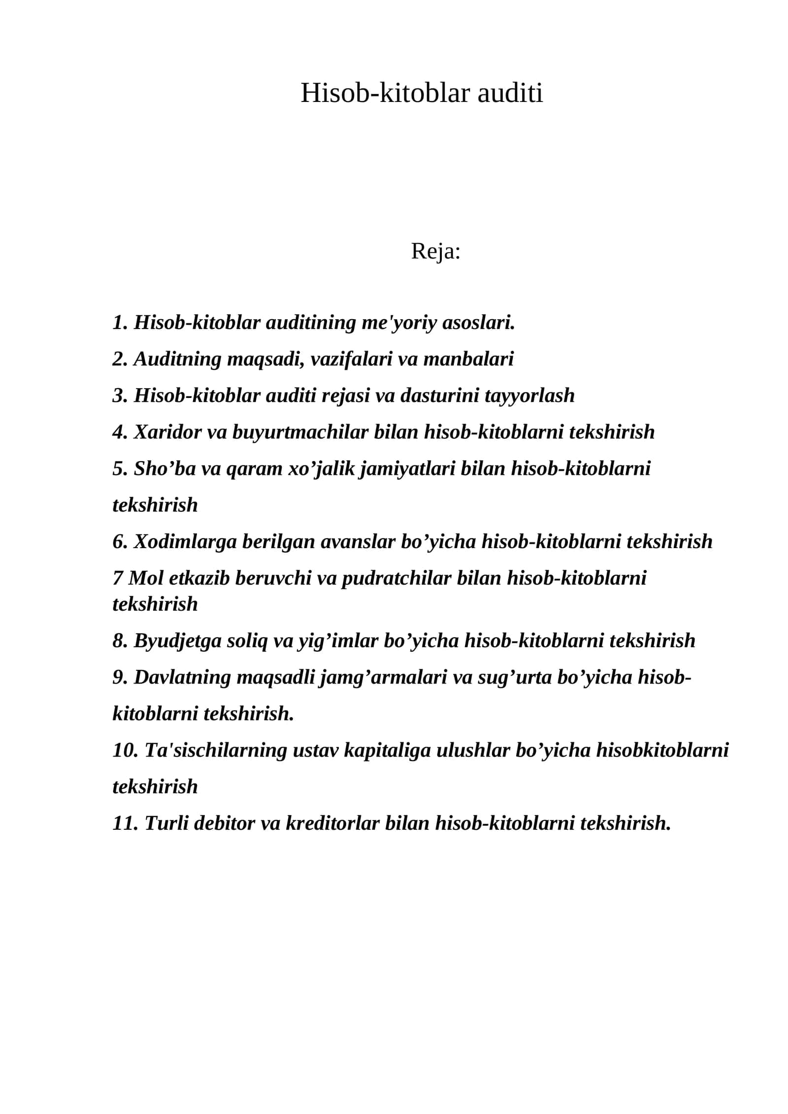 Hisob-kitoblar auditi 1
