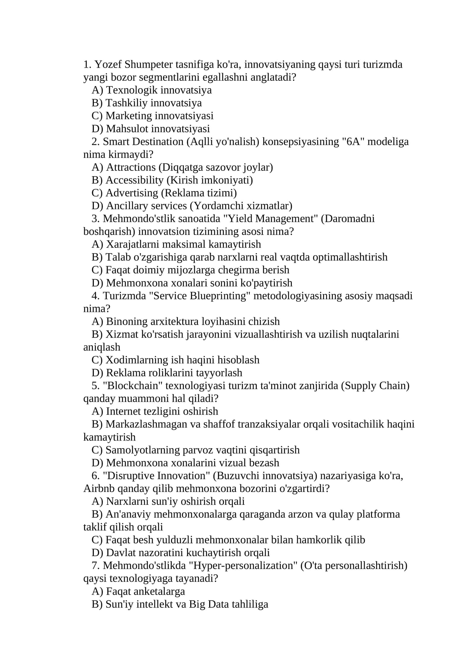 Mehmondo'stlik sanoatida "Yield Management" (Daromadni boshqarish) innovatsion tizimi 1
