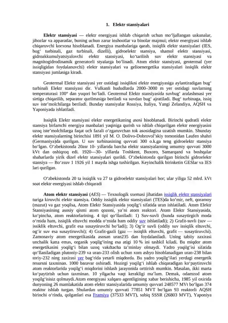Elektr stansiyalari