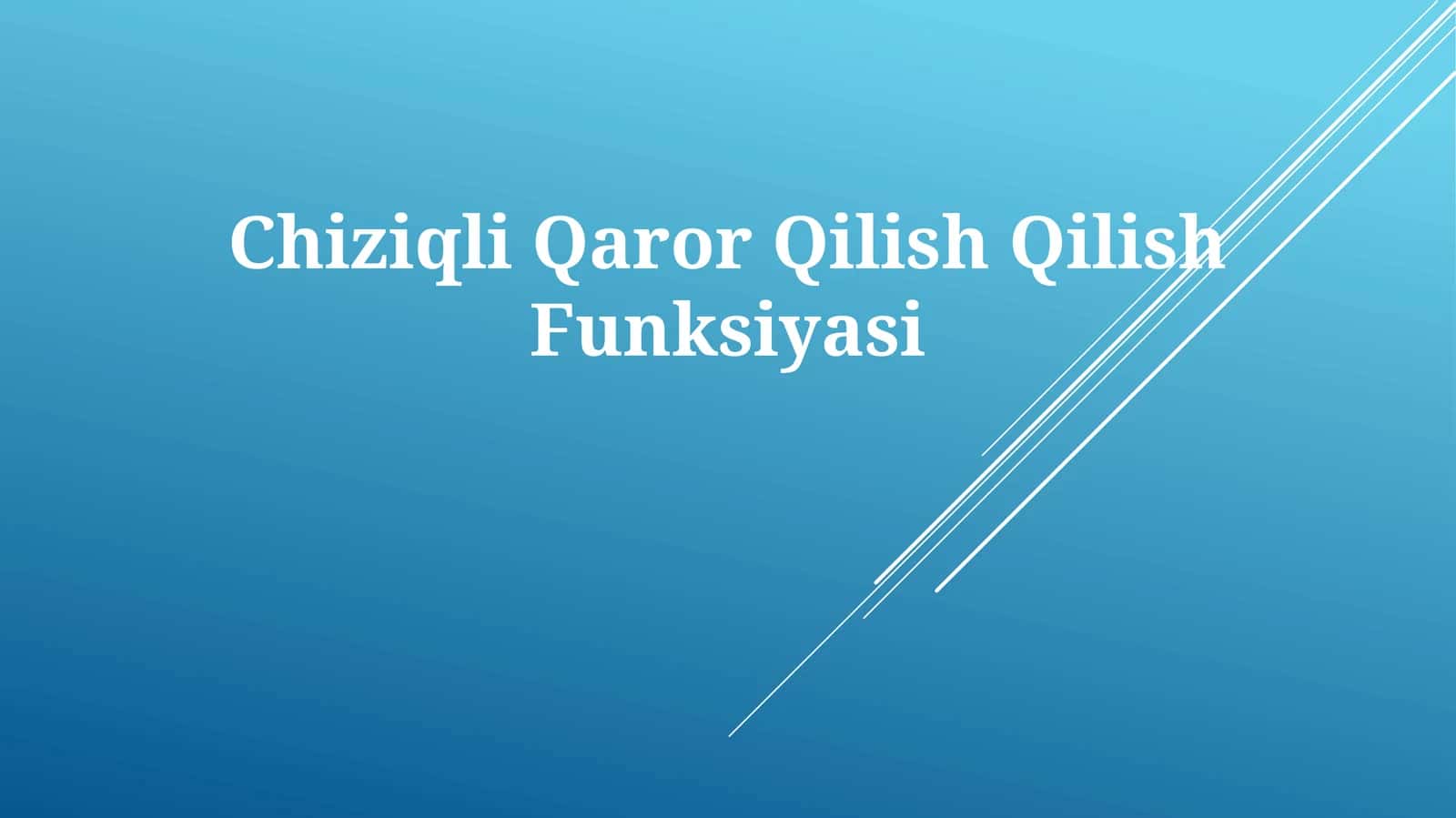 Chiziqli Qaror Qilish Qilish Funksiyasi 1