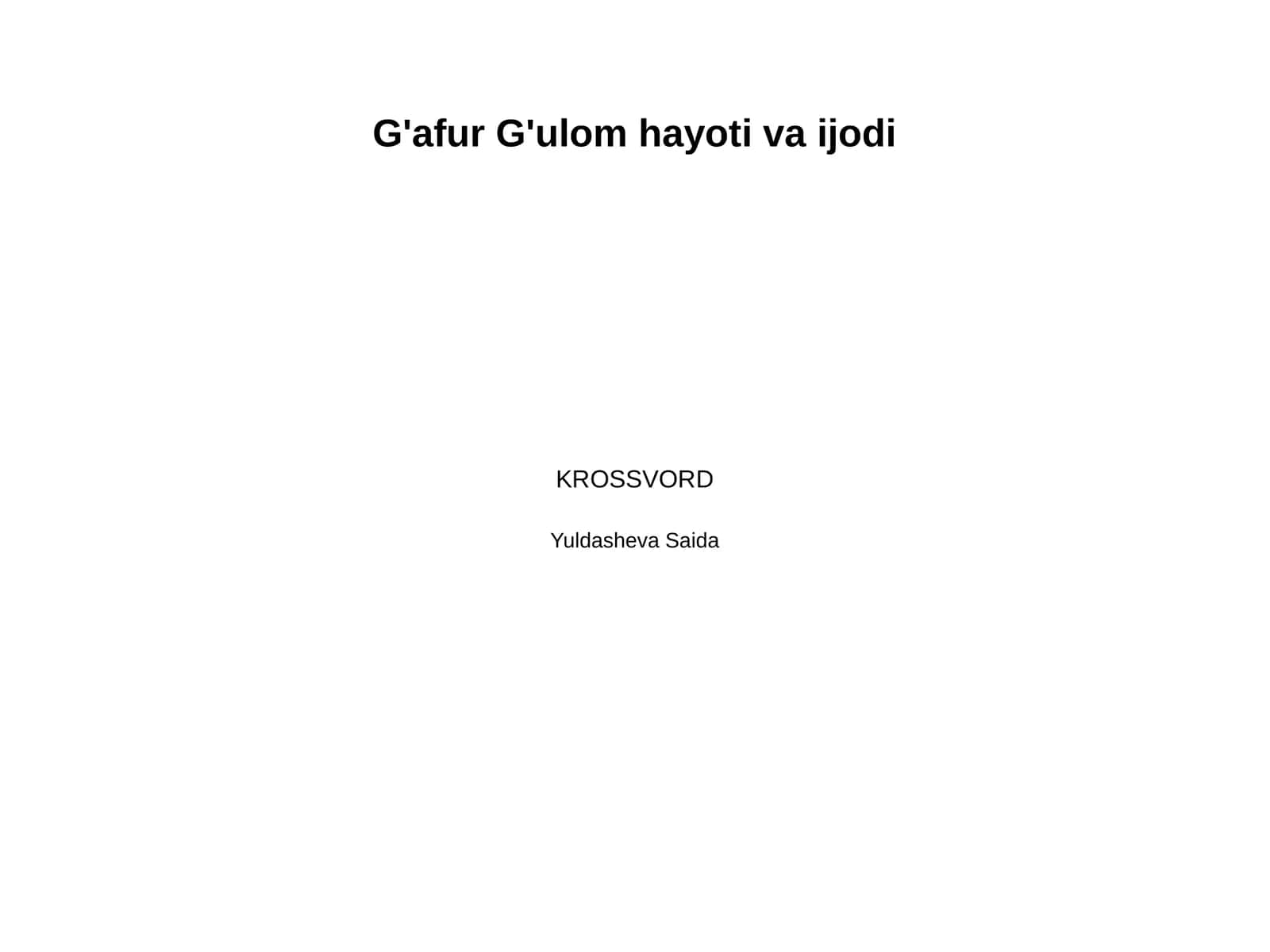 G'afur G'ulom hayoti va ijodi 1