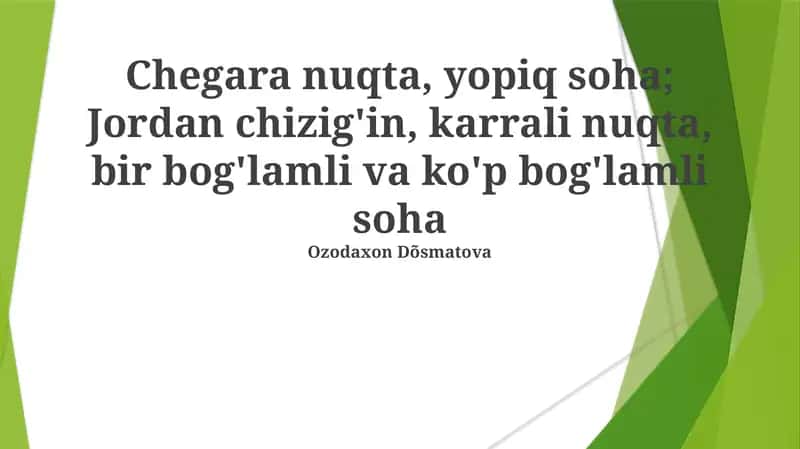 Singular nuqta va chegara nuqtalari 1
