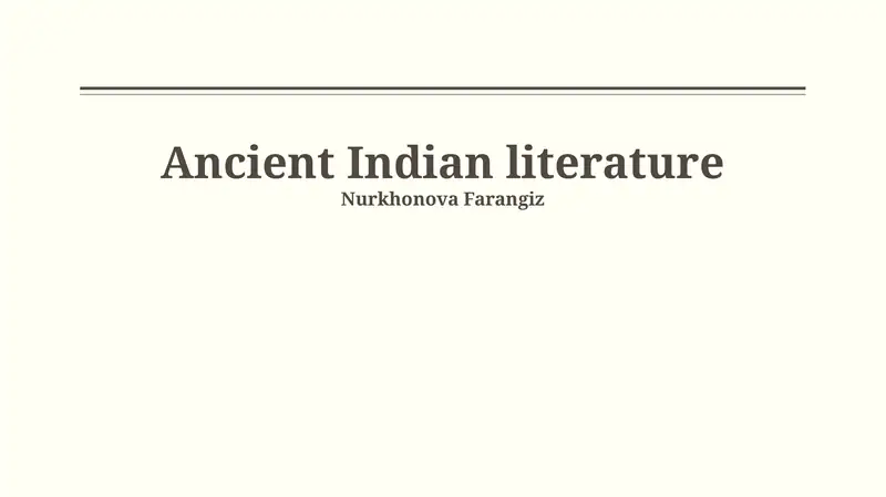 Ancient Indian literature 1