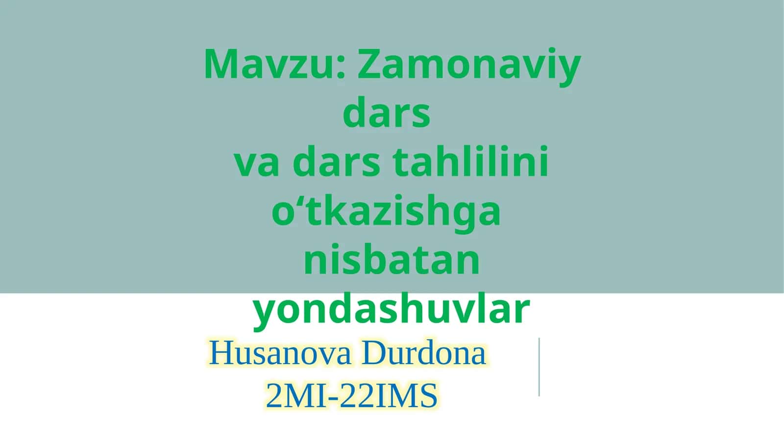 Zamonaviydars 1