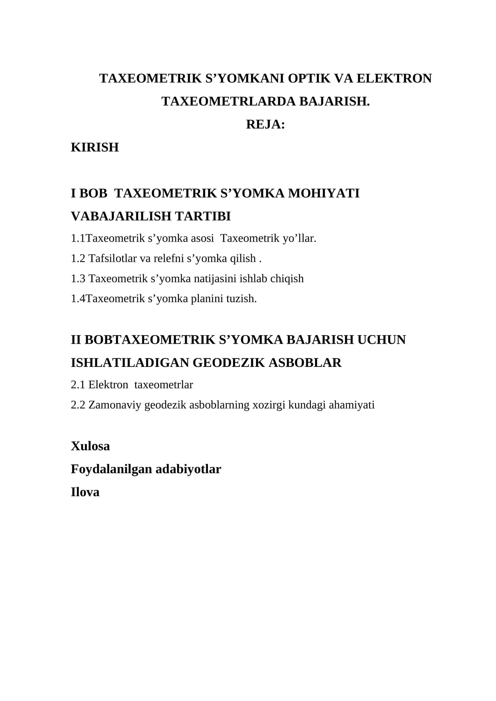 TAXEOMETRIK S’YOMKANI OPTIK VA ELEKTRON TAXEOMETRLARDA BAJARISH 1