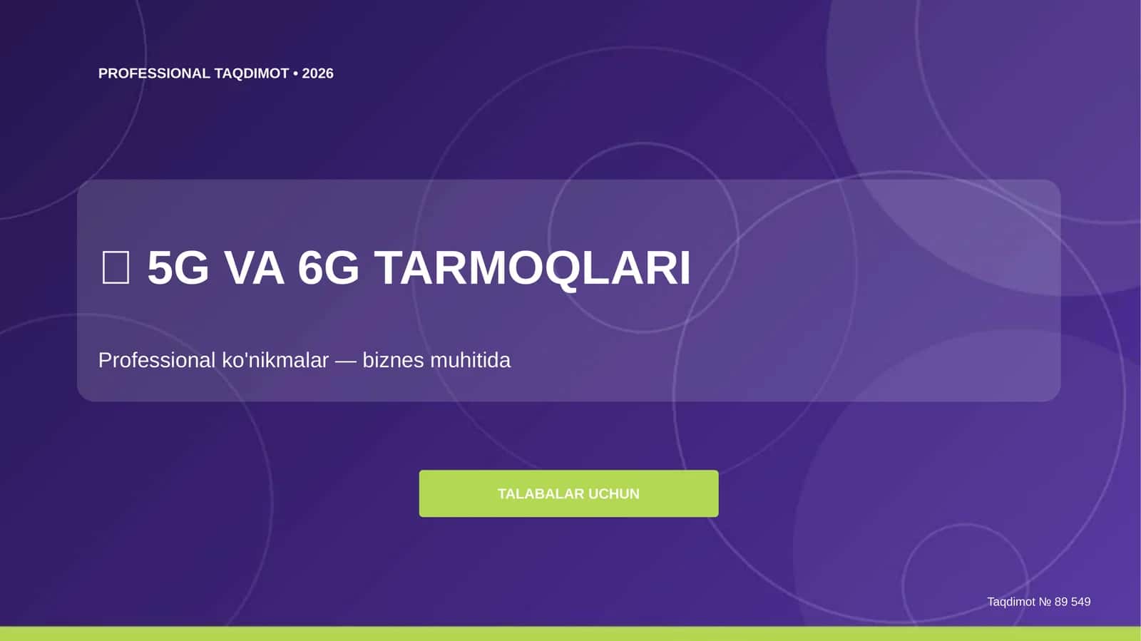5G va 6G tarmoqlari: professional ko'nikmalar (biznes muhitida) [talabalar uchun] 1