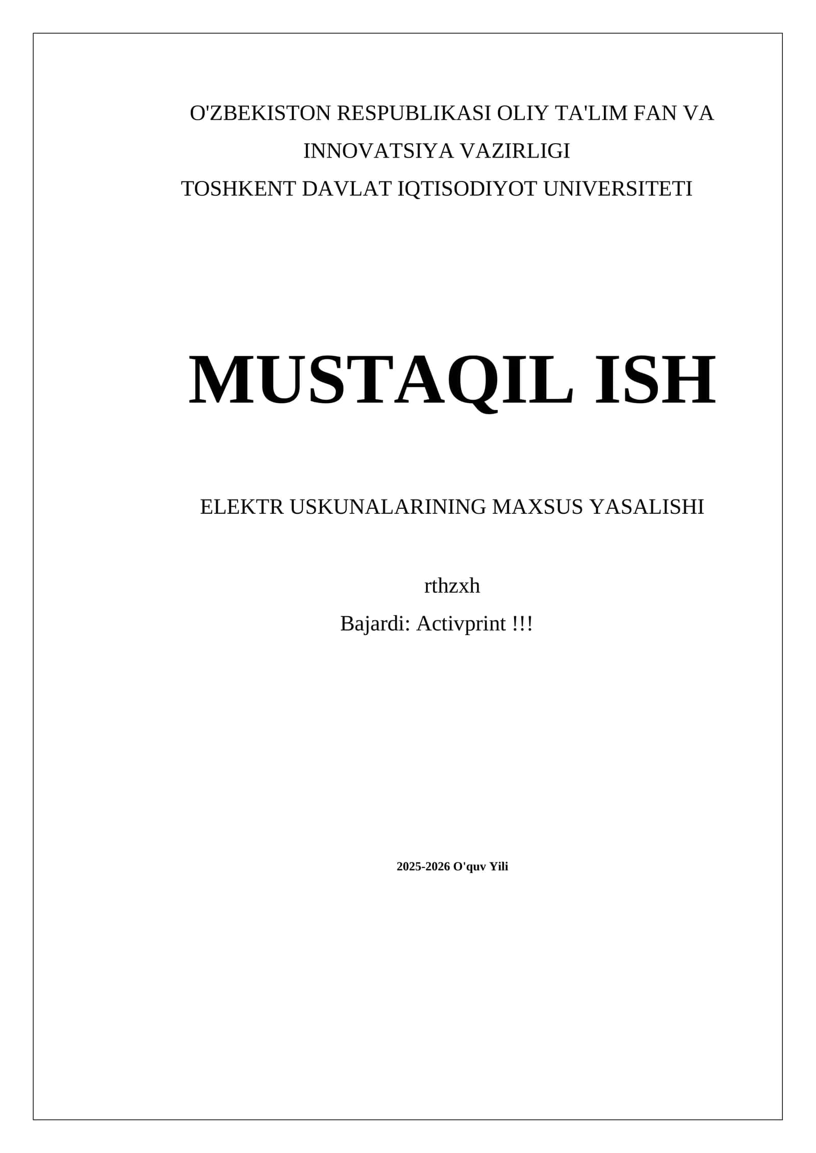 ELEKTR USKUNALARINING MAXSUS YASALISHI 1