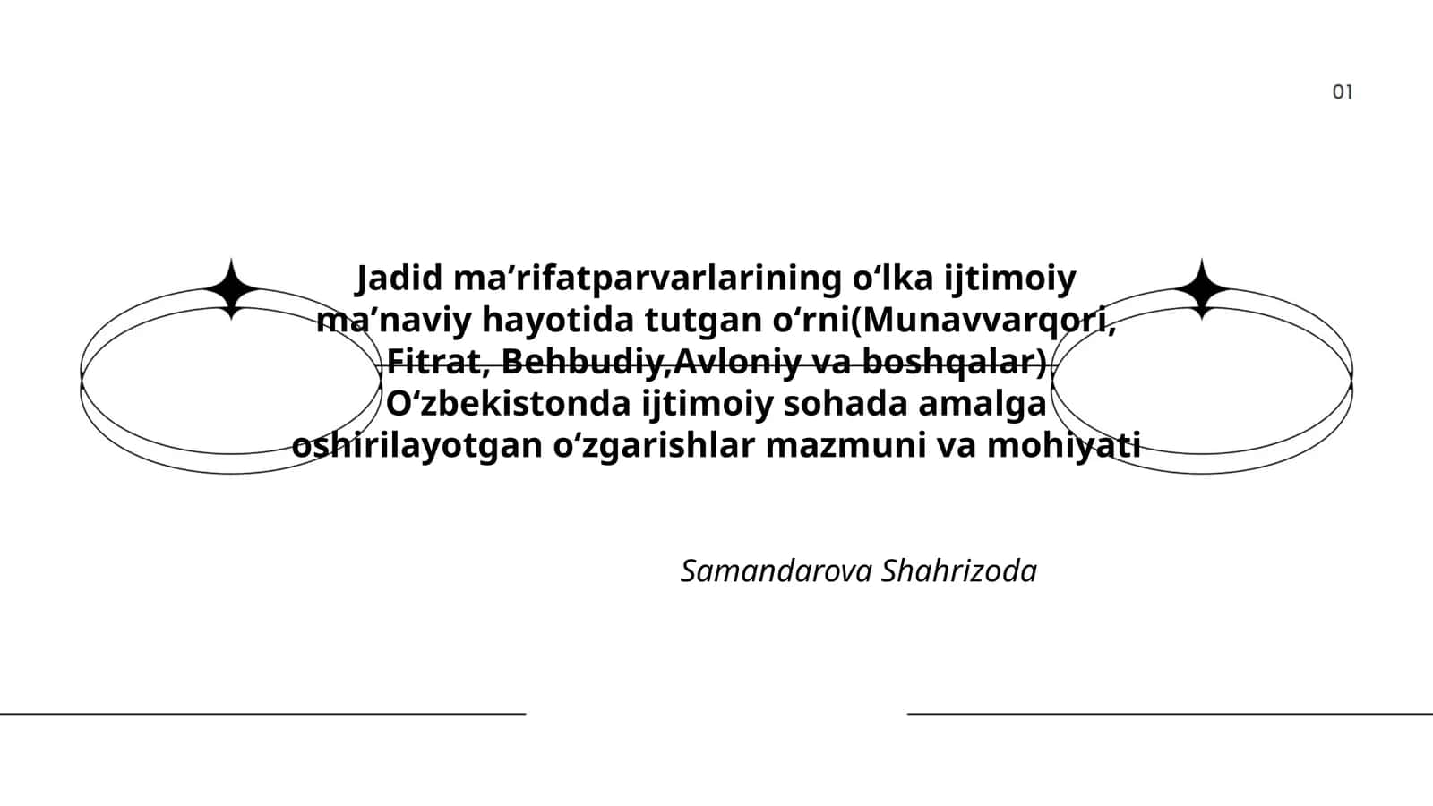 Jadid maʼrifatparvarlarining oʻlka ijtimoiy maʼnaviy hayotida tutgan oʻrni(Munavvarqori, Fitrat, Behbudiy,Avloniy va boshqalar) 1