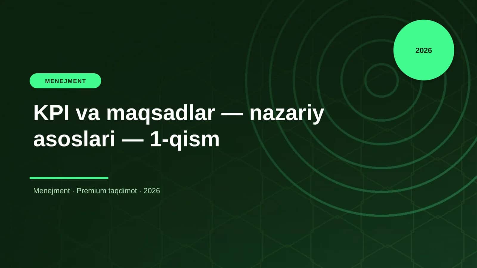 KPI va maqsadlar — nazariy asoslari — 1-qism 1