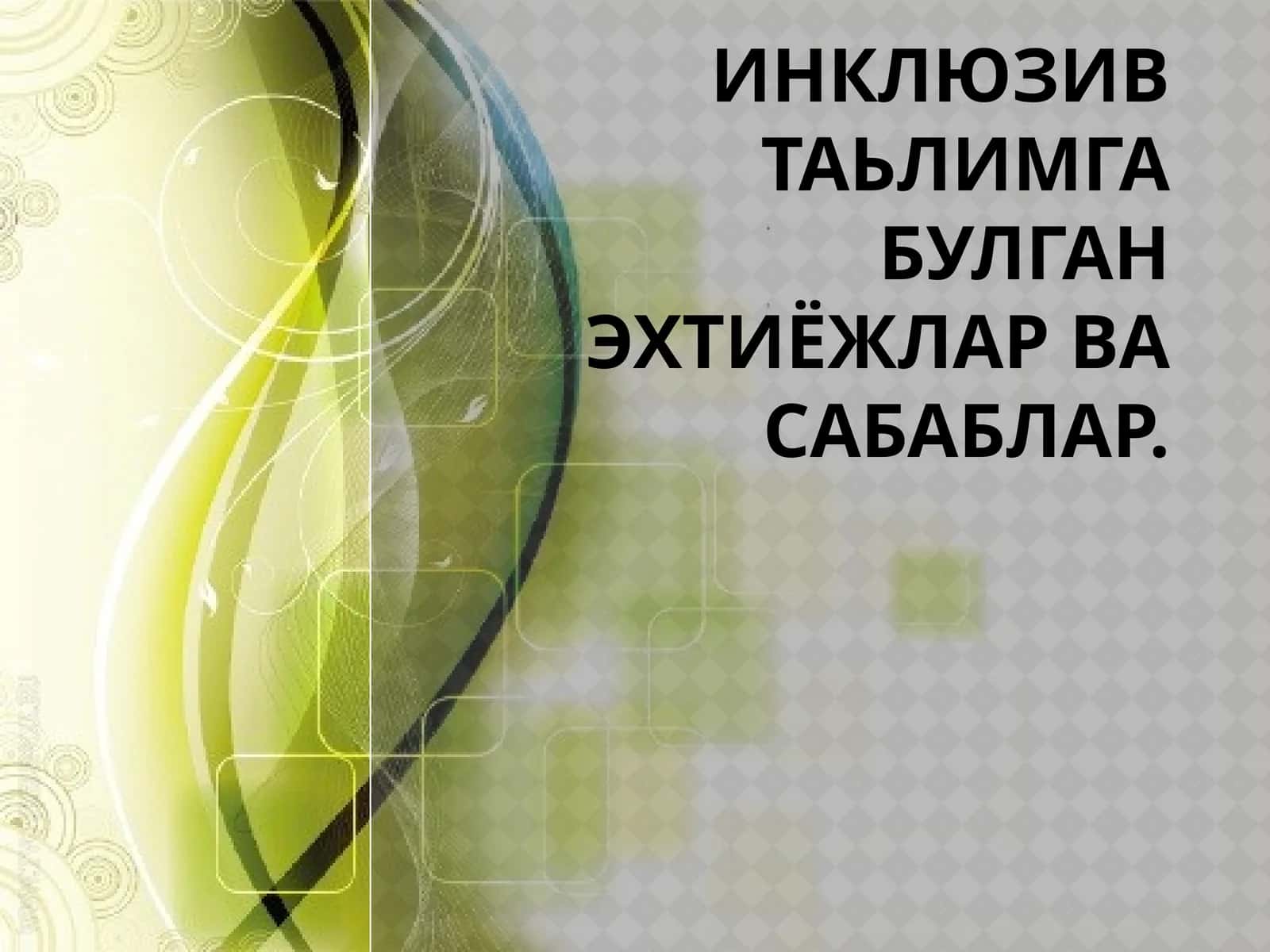 Инклюзив таьлимга булган эхтиёжлар ва сабаблар 1