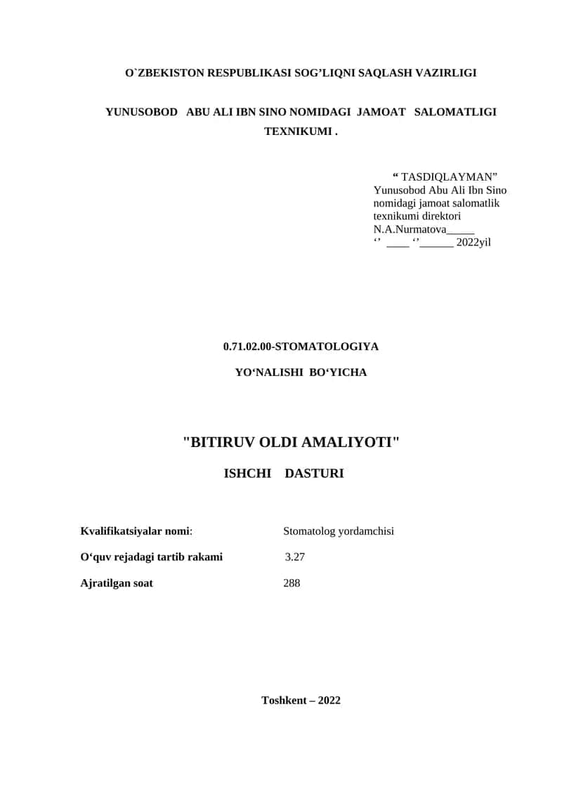 BITIRUV OLDI AMALIYOTI 1