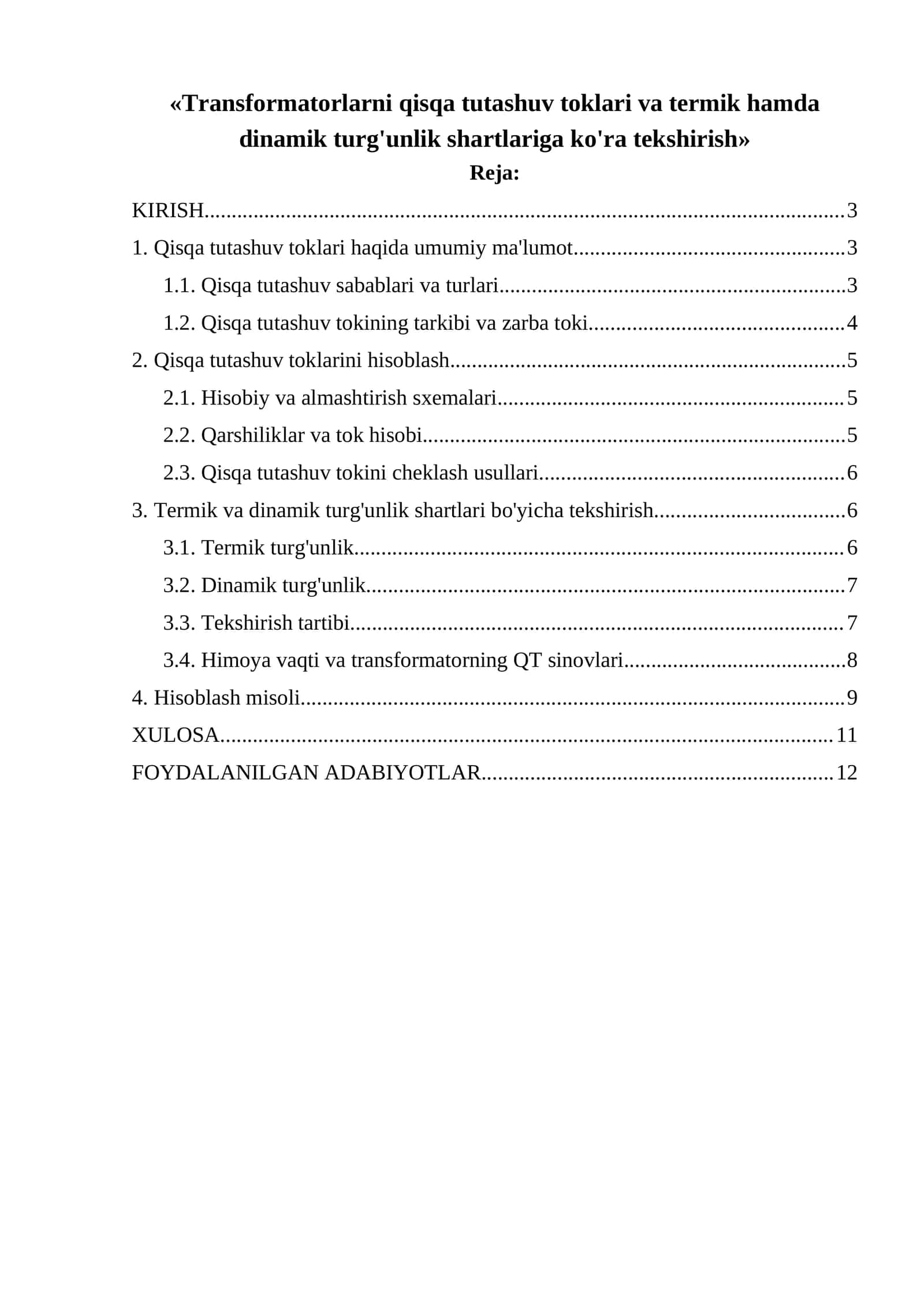Qisqa tutashuv toklarini tekshirish 1