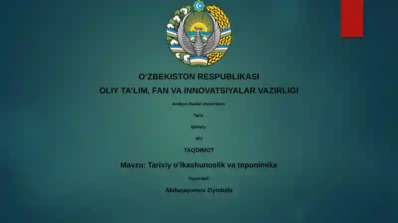 Toponimika: Ta'rif va ahamiyat