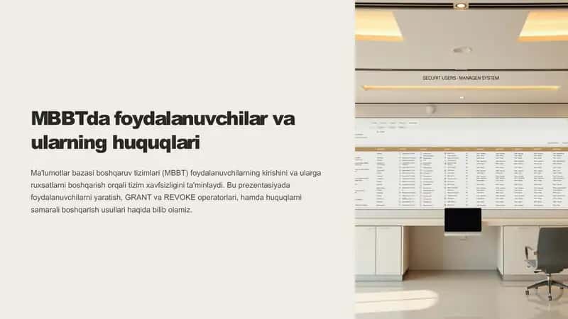 MBBTda foydalanuvchilar va ularning huquqlari 1