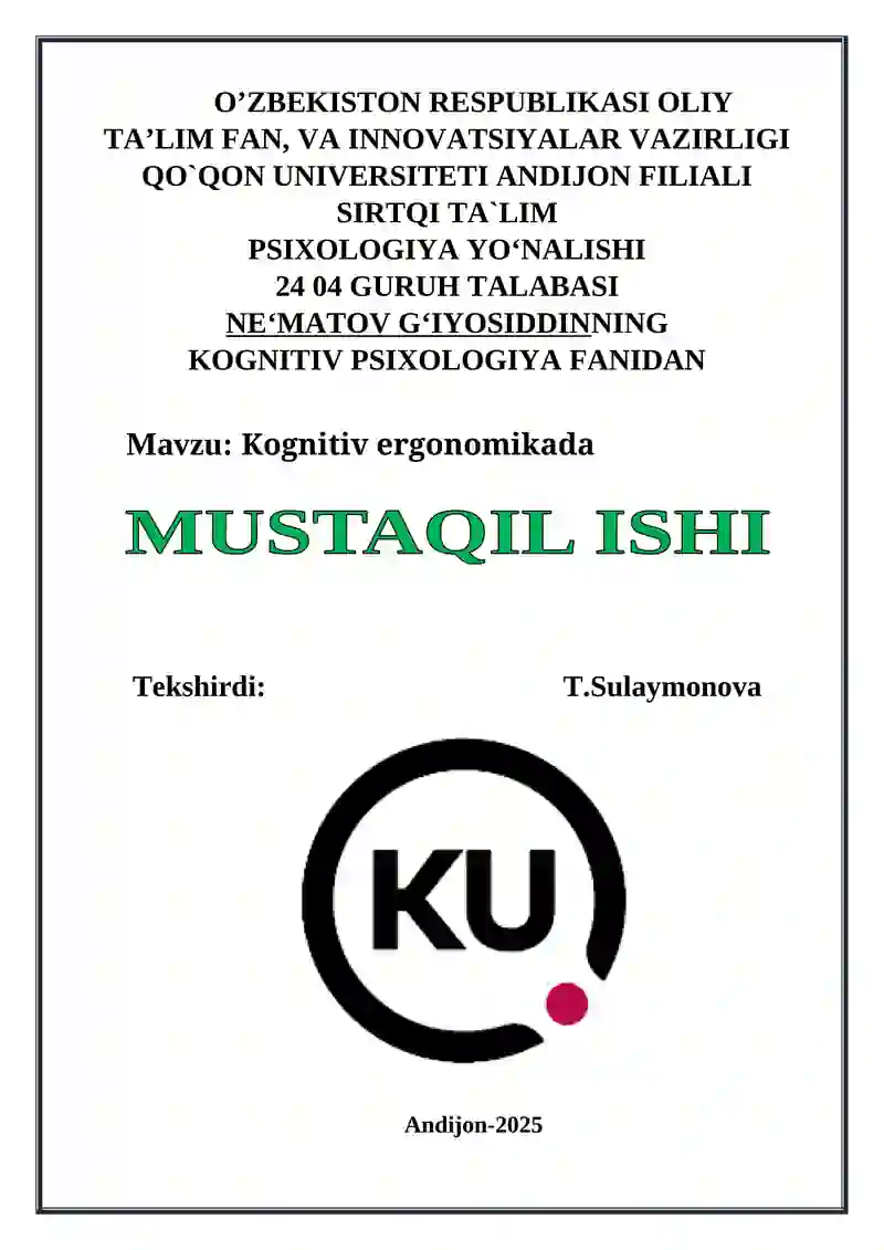 Kognitiv ergonomikada