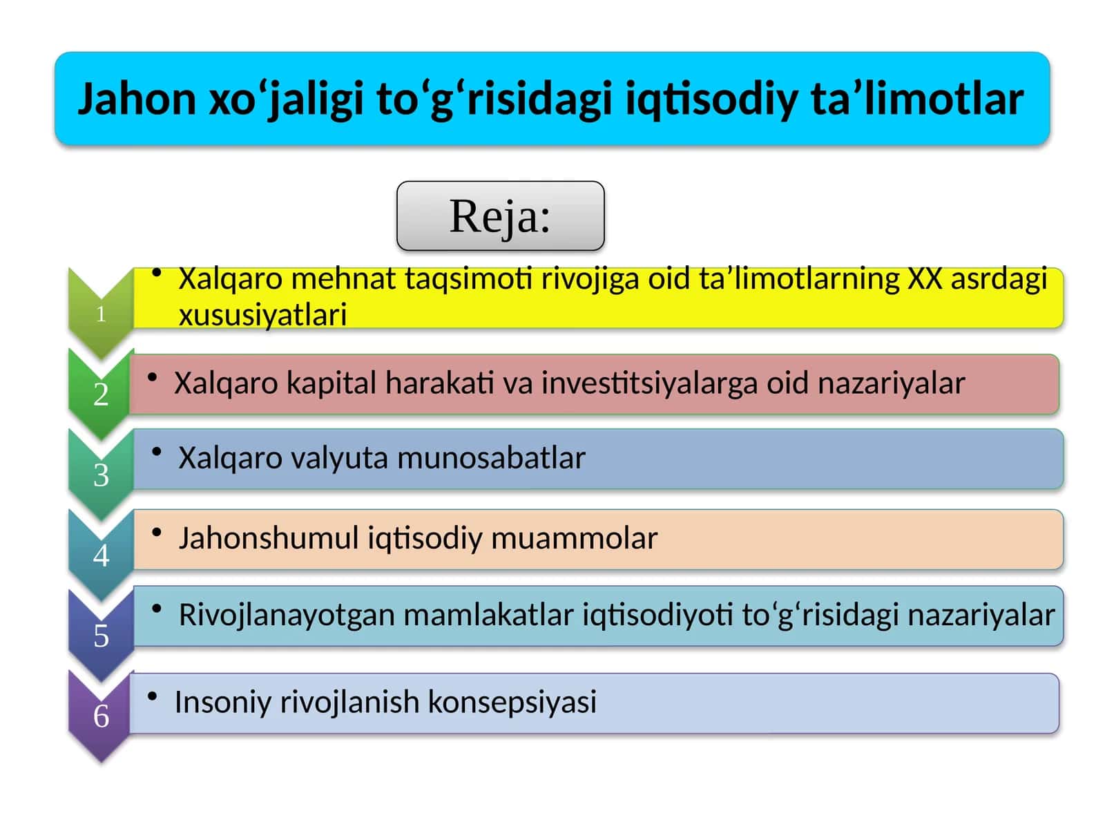 Jahon xo‘jaligi to‘g‘risidagi iqtisodiy ta’limotlar 1
