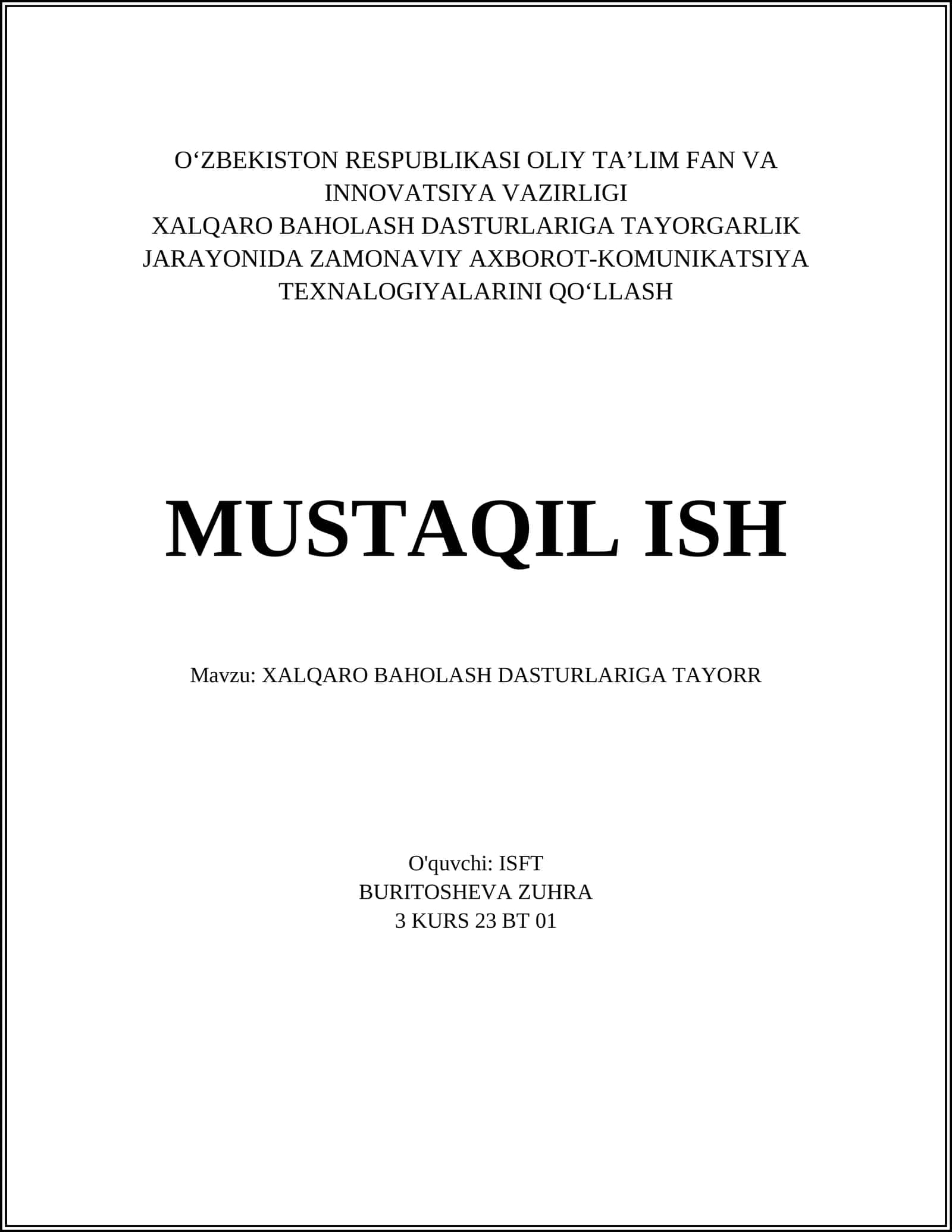 Xalqaro Baholash Dasturlariga Tayorr 1