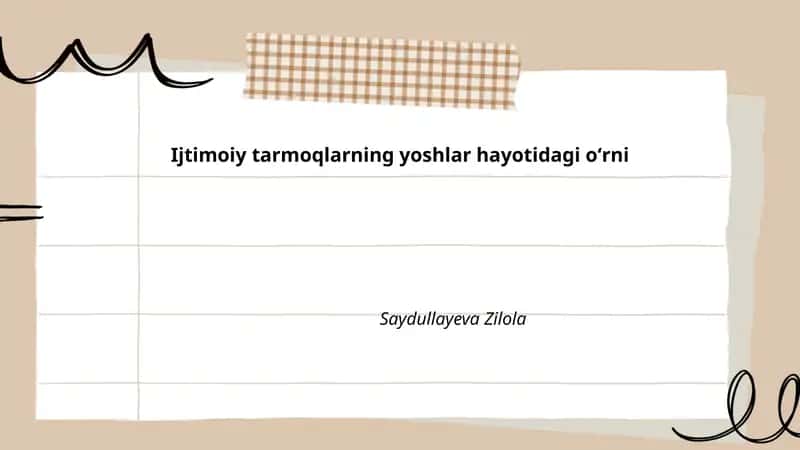 Ijtimoiy tarmoqlarning yoshlar hayotidagi oʻrni 1