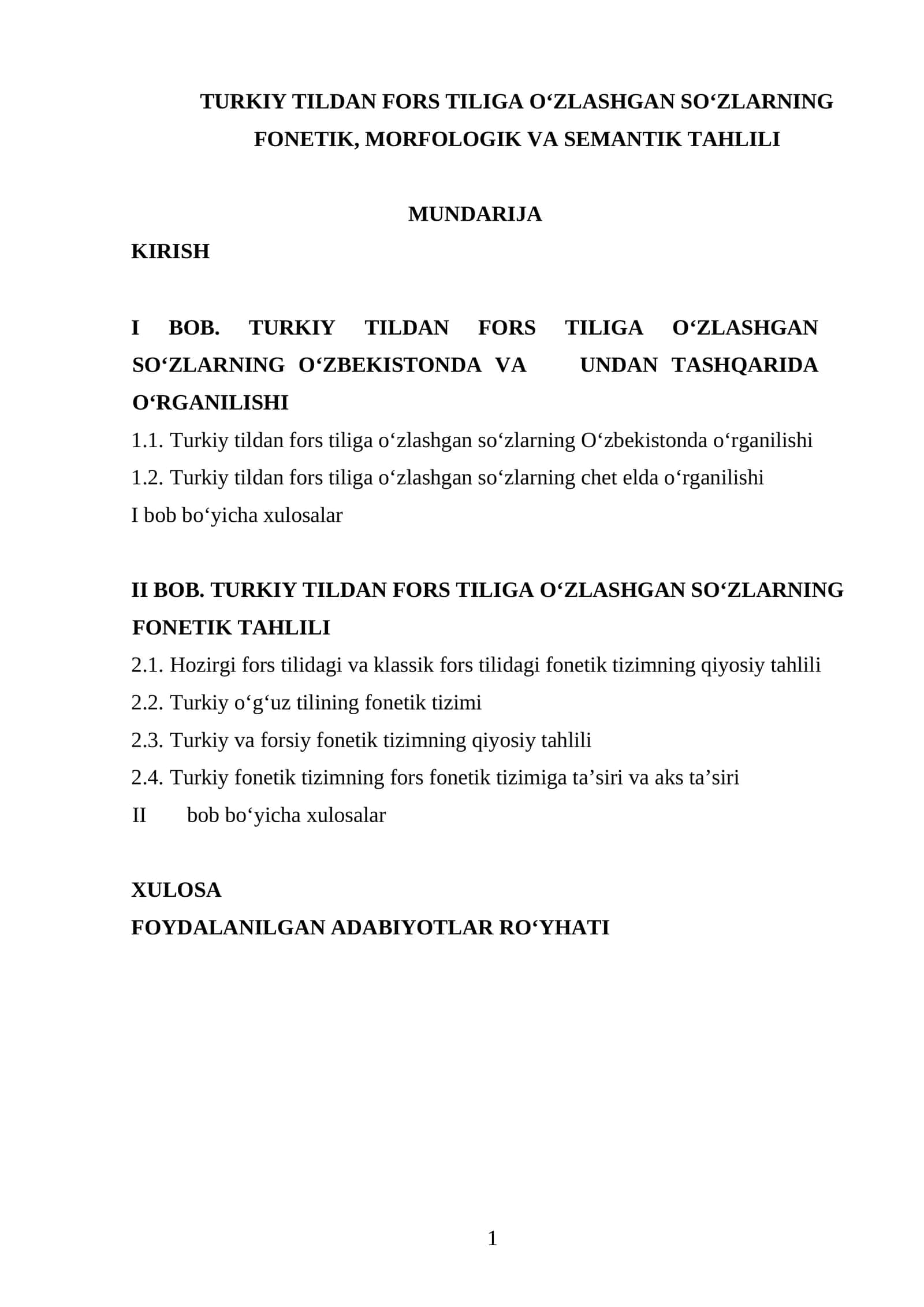 TURKIY TILDAN FORS TILIGA O'ZLASHGAN SO'ZLARNING FONETIK, MORFOLOGIK VA SEMANTIK TAHLILI 1