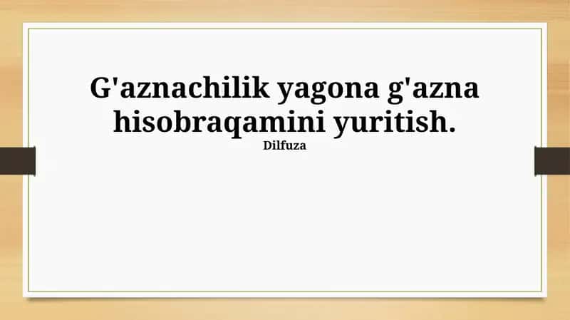 Yagona G'aznachilik Hisobi Boshqaruvi 1
