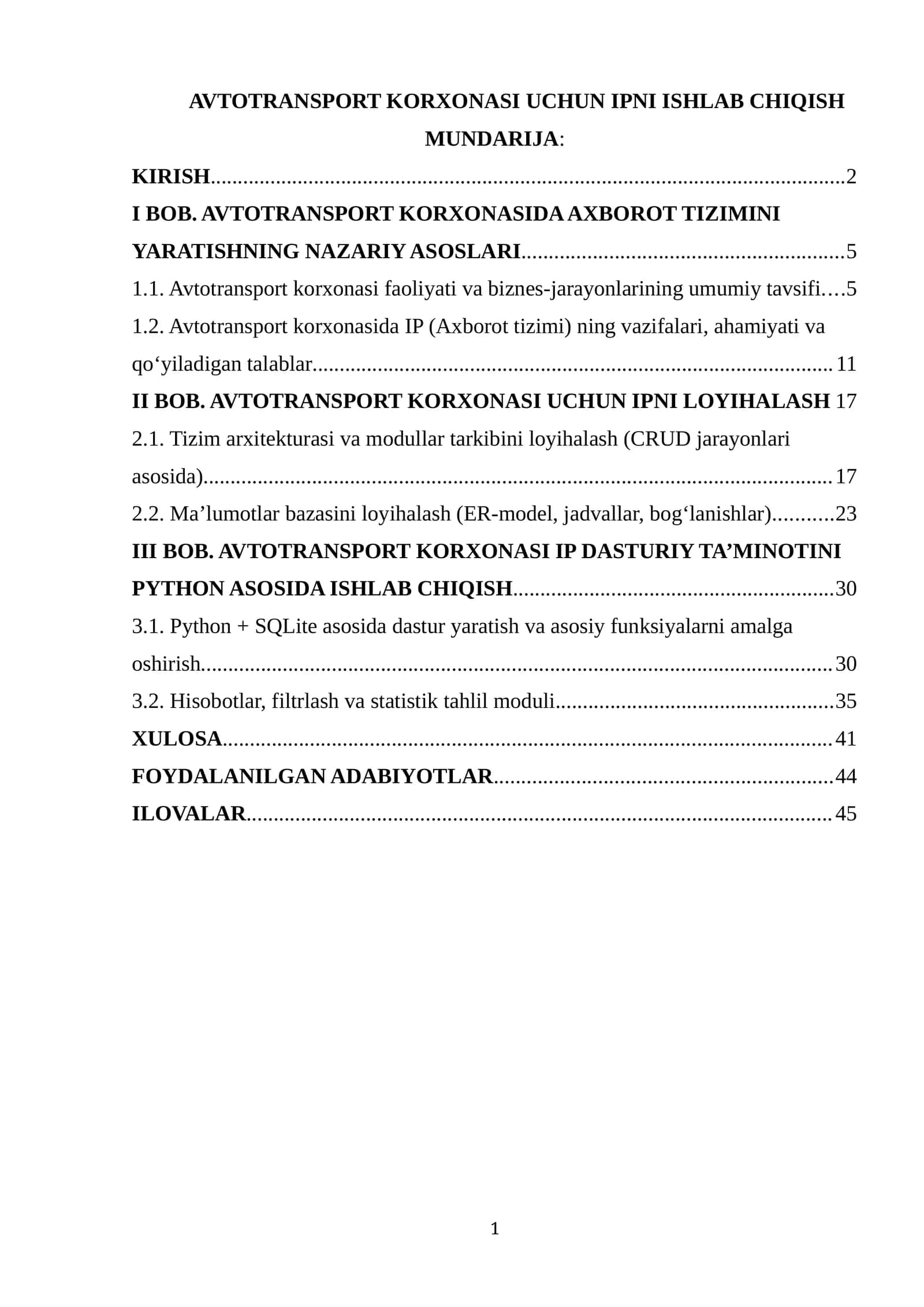 AVTOTRANSPORT KORXONASI UCHUN IPNI ISHLAB CHIQISH 1