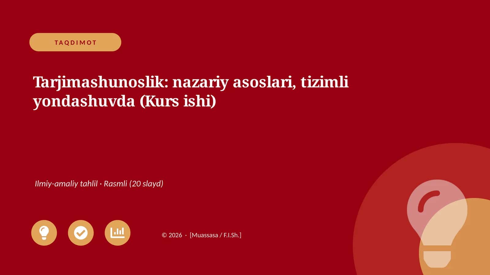 Tarjimashunoslik: nazariy asoslari, tizimli yondashuvda (Kurs ishi) 1