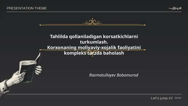 Tahlilda qollaniladigan korsatkichlarni turkumlash 1