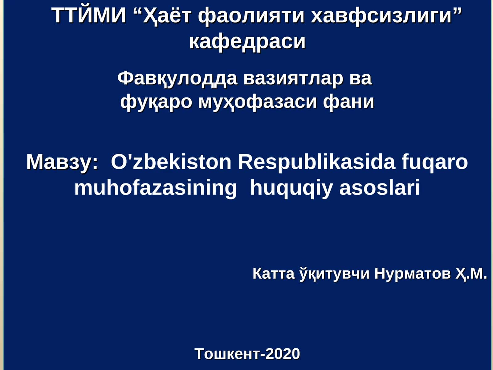 O'zbekiston Respublikasida fuqaromuhofazasininghuquqiy asoslari 1