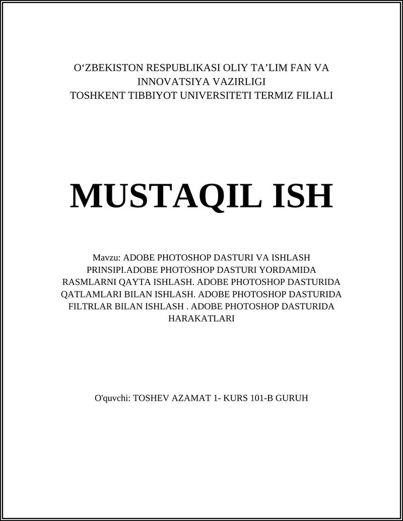 ADOBE PHOTOSHOP DASTURI 1